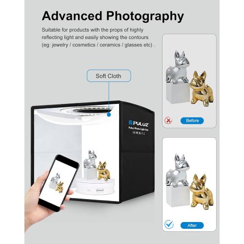 PULUZ Mini Photo Studio Light Box, Photo Shooting Tent kit, Portable Folding Photography Light Tent with CRI >95 104pcs LED Light & 6 Kinds Double-Sided Color Backgrounds for Small Size Products