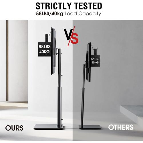Size 32-65 Inches Color Black Swivel TV Floor Stand for 32-65 Inches TVs, 8 Level Height Adjustable Corner Small TV Stand Mount for Living Room/Bedroom, Holds up to 88 lbs,MAX VESA 400x400mm,Black