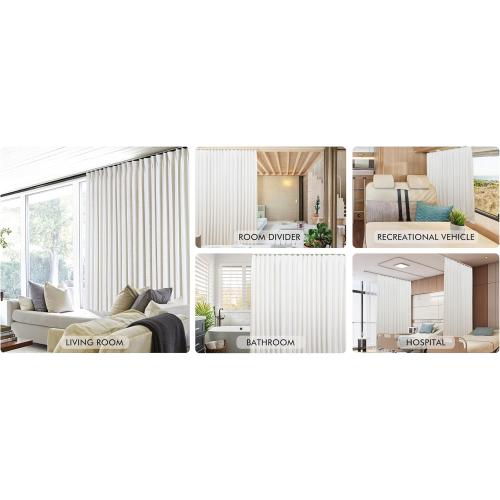 ChadMade Ceiling/Wall Mount Curtain Track Rod Set with Hooks, 6ft - 9ft Adjustable Length Window Rod Track Curtain Rail System For Living Room, Work with Grommet and Pinch Pleated Curtain, White