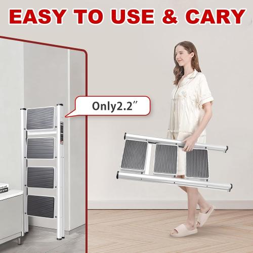 3 Step Ladder with Anti-Slip and Wide Pedal 330lbs Capacity Folding Step Ladder for Household Kitchen Office(White-P, 3 Step Ladder)