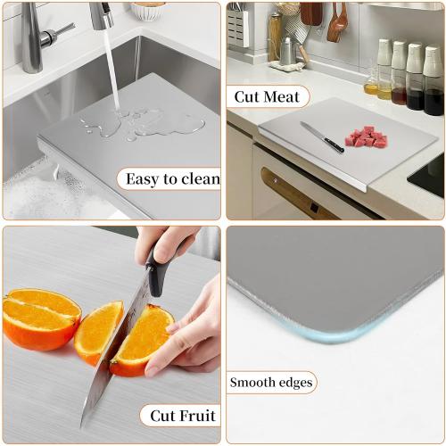 Stainless Steel Cutting Board for kitchen: Mineye Stainless Cutting Board kitchen, Suitable for Cutting Vegetables, Fruits, Meat, Bread - Easy To Clean and Store (40x30cm/15.7x11.8in)