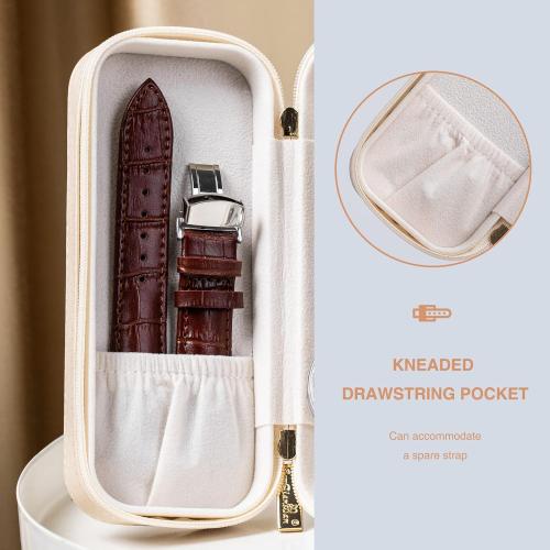 Travel Watch Box Single Portable Watch Travel Case For Men Women,Small Watch Band Storage Holder Box,Accessories Display Case For Wrist Watch,Gift For Husband Father Boyfriend And Brother (Pearl)