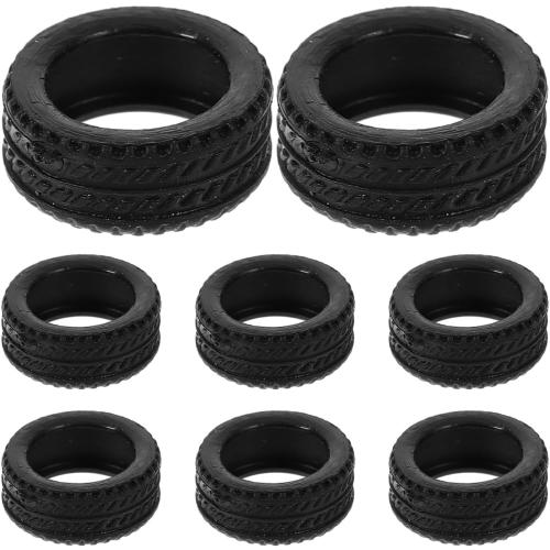 8pcs 1:64 Scale Rc Car Rubber Tire, Replacement Tires for Miniature Cars, Easy to Install, Black, 0.43 * 0.43 * 0.19inch, for DIY Model Car Accessories