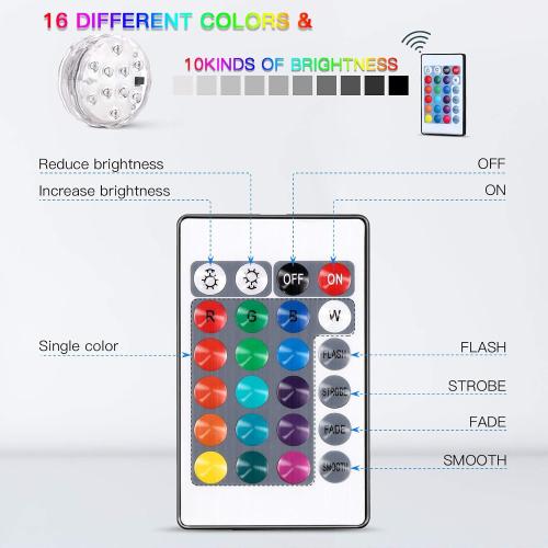 YiaMia Submersible Led Battery Operated Spot Lights with Remote, Decorative Fish Bowl Small Lamps for Aquarium Vase Base Pond Wedding Halloween Party