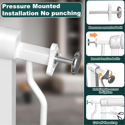 TSAYAWA Baby Gate Extra Wide Fits 71.65-85.82 inch Wide Opening - Dog Pet Gates for Doorways Stairs No Drilling Pressure Mounted - Large Child Safety Gate Indoor Outdoor White