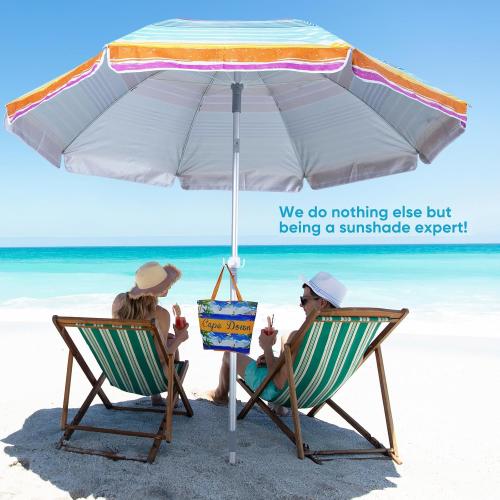 Tempera Heavy Duty High Wind Beach Umbrella with Sand Anchor & Carry Bag|Patio Outdoor Umbrella with Alumininm Frame, Sunshade Umbrella with Push Button Tilt, Ideal for Travel Garden Lawn Poolside Backyard, UPF 60