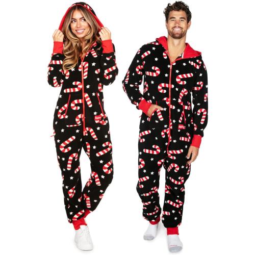 Size Medium Color Dark blue Tipsy Elves Christmas Onesies for Adults - Comfy Unisex Matching Holiday Jumpsuits with Convenient Pockets