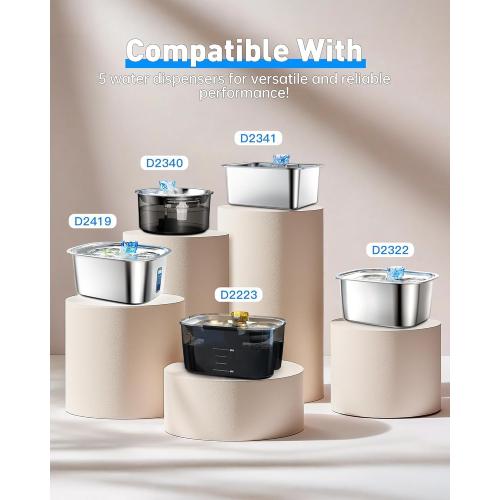 Dog Water Fountain Pump Replacement, Water Pump for lesotc Dog Cat Water Fountain/Dog Water Bowl Dispenser Replacement Pump for D2223, D2341, D2322, D2419 Models