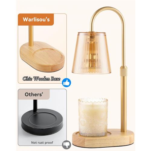 Adjustable Candle Warmer Lamp with Timer - Electric Light Wax Warming Dimmable Flameless Top Melter Heater Melting Heating Height Small Jar Candles Gifts Women Mom Birthday Home Desk Modern Decor