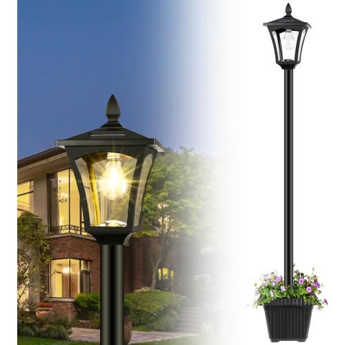 72 Solar Outdoor Light with Planter,Waterproof Solar Post Lamp Ligts, Garden Lights for Backyard, Pathway, Patio,Lawn, Driveway Decor