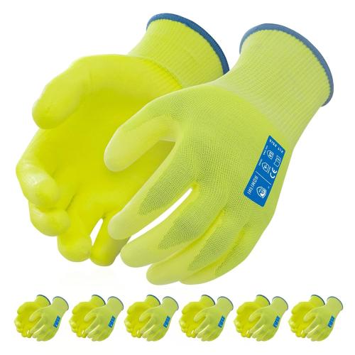 2 Pairs Cut Resistant Gloves, CE Level 3 ANSI CUT 3 Protective Cutting Work Gloves for Women and Men, Firm Grip Construction Mechanics Gloves and Gardening Gloves(Yellow,S)
