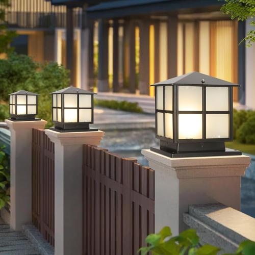 SLAWA Outdoor Post Lights Fixture, Modern Yard Entry Outdoor Column Lights with Aluminum Housing, Patio Pillar Lights Outdoor with Tempered Glass, IP65 Waterproof