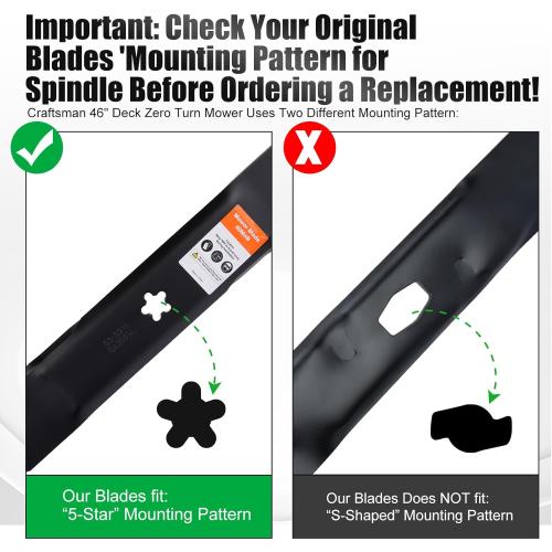 Grasscool 405380 Mower Blades for Husqvarna 46 inch Zero Turn Riding Mower with 5-Star Mounting Pattern YTH22V46 Z246 YTH20K46 YTH21K46 YTH22K46 YTA22V46 Replace 532405380 (High Lift)