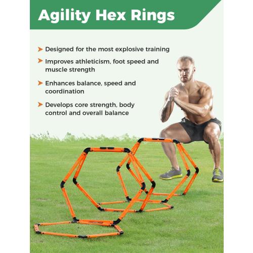 GHB Hex Agility Rings Speed Rings with Carrying Bag 6 Set