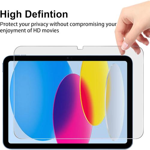 Privacy Screen Protector for iPad A16 11th/10th Generation 10.9 inch （2022/2025） 9H Tempered Glass [Face ID & Apple Pencil Compatible] HD Clear Case Friendly