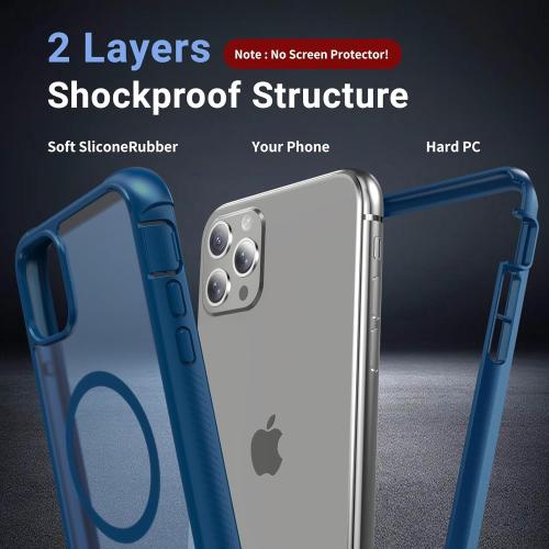 Magnetic for iPhone 11 Pro Max Case, [Compatible with MagSafe][Military Grade Drop Protection][Heavy Duty Protection][Non-Slip][Shockproof] 2-Layer Durable Bumper Phone Case 6.5''-Deep Blue