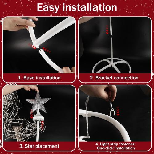 Hoofun Christmas Tree Lights Outdoor Decorations: Smart Lighted Xmas Trees 6-8FT, APP and USB Control, Prelit for Yard Cone Outside Led Decor (6Ft / 1.8m)