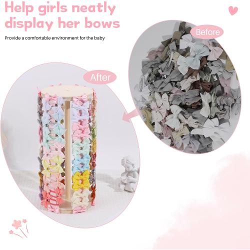 POVETIRE Hair Bow Holder for Girls, Pink Hair Clip Organizer, Hairbow Organizers Rack Display Decors Baby Nursery Toddler Girls Room