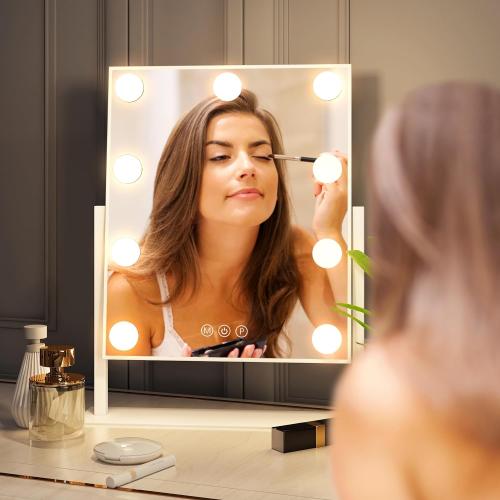 Vanity Mirror with Lights,Makeup Mirror with Lights,Light up Mirrors with Smart Touch 3 Colors Dimmable,Mirror with Lights with 360° Rotation