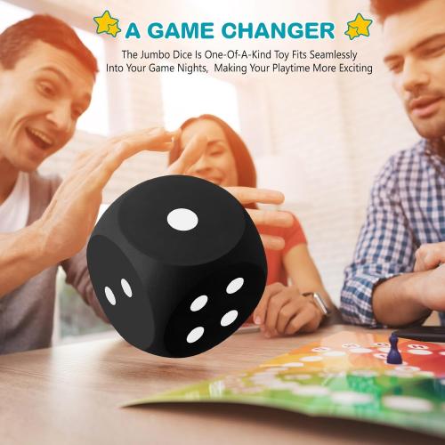 Shappy 6 Inches Foam Dice Fun Filled Large Educational Toy Kawaii Giant Dice Decorative Eva Foam Jumbo Cube Big Square Building Blocks for Game Nights Learning Sessions(Black,1 Pc)