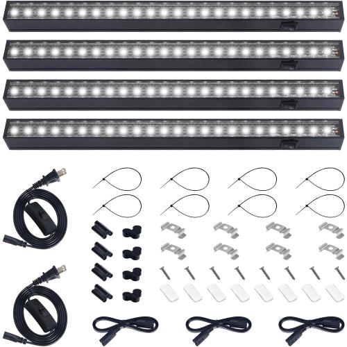 Barrina T5 Grow Lights for Indoor Plants, Full Spectrum Grow Light, 1ft LED Plant Light, Black Cover LED Grow Light Strips, 3 Mounting Modes, Magnetic Installation, Plug and Play, 5000K, 4 Packs