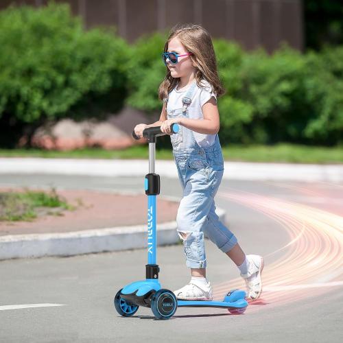 TONBUX Kids Scooter, Light Up 3 Wheel Kick Scooters for Kids 3-12, Folding Scooters with Adjustable Height - Toddler Scooter Lean-to-Steer & Widen Anti-Slip Deck