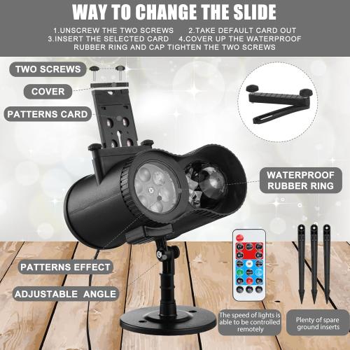 Black Moukeren Halloween Christmas Projector Lights Outdoor 2-in-1 Holiday Light Projector with 20 Slides Patterns 10 Colors Waterproof Halloween Xmas Party Yard Garden Decorations