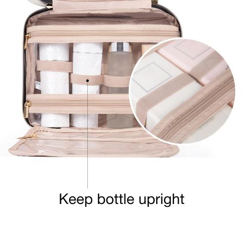 BAGSMART Toiletry Bag Travel Bag with Hanging Hook, Water-resistant Makeup Cosmetic Bag Travel Organizer for Accessories, Shampoo, Full-size Container, Toiletries (Dirty purple, Medium)