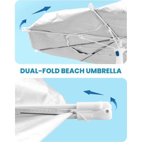 OutdoorMaster 7.2ft Beach Umbrellas for Sand with Sandbag & Anchor | 7.2ft Adjustable Umbrella for Beach, Wind Resistant, Portable UPF50  Sunshade with Carry Bag for Patio
