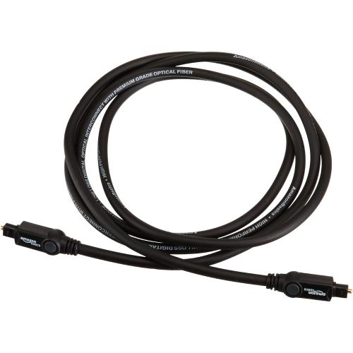 Amazon Basics Toslink Digital Optical Audio Fiber Optic Cable, Multi-Channel, for Sound Bar, Audio System, Home Theatre, Game Console, Blu-Ray Player, Gold-Plated Connectors, 6 Foot, Black