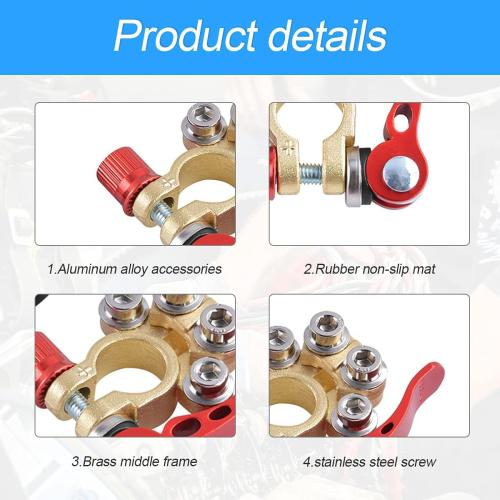 Moly Magnolia 2PCS 4-Way Quick-Release Car Battery Terminal Connectors