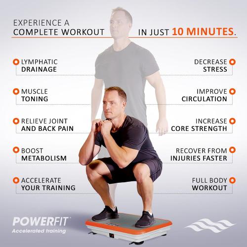 Power Fit Vibration Plate Exercise Machine, Powerfit Elite Vibration Platform, Power Plate, Body Vibration Plate for Lymphatic Drainage, Body Shaker Weight Loss - Remote, Resistance Bands & Diet Plan
