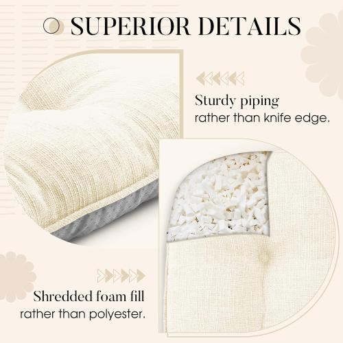 Basic Beyond Chair Cushions for Dining Chairs 4 Pack, Chair Cushion with Ties and Non Slip Backing, 15.5 x 15.5 inches Tufted Chair Pads for Dining Chairs(Beige)
