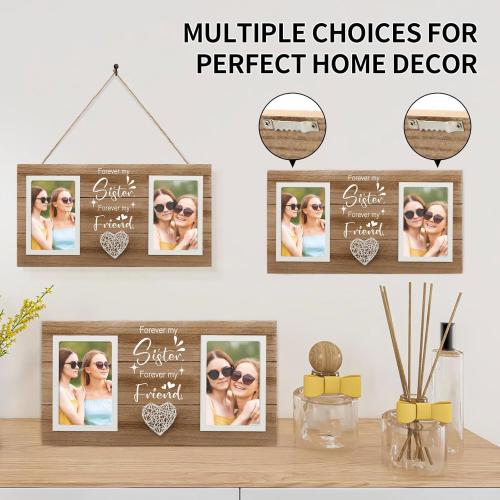 Sister Birthday Gifts From Sisters, 4x6 Picture Frame Bestie Gift - Double Photo Frame Gift Idea for Big Sister Valentine's Day Christmas Mothers Day Present