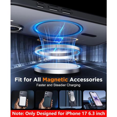 SPIDERCASE Only Designed for iPhone 17 Case, Magnetic Translucent with [2PCS Tempered Glass Screen Protector] [Military Grade Drop Protection] Anti-Fingerprint Case Just for iPhone 17 6.3, Black