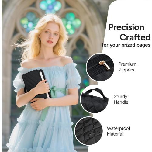 Adjustable Bible Cover with 75 Bible Tabs - Bible Cover Case for Women，Waterproof, Washable Quilted Bible Case，Reusable Christian Gifts for Women (Black, TS)