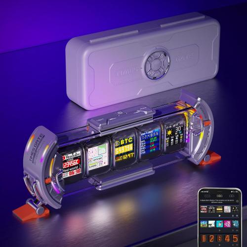 Divoom Times Gate - Cyberpunk Gaming Setup Digital Alarm Clock, Smart APP, WiFi Connect, RGB LED Display, Personalized Financial & Bitcoin Dashboard, Pixel Art for Gaming Room & Office Decor, Silver