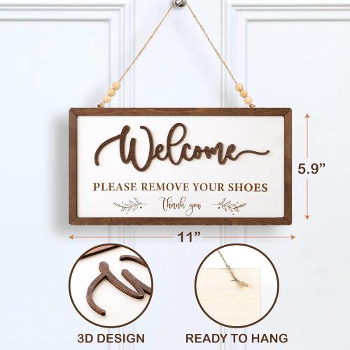 Welcome Please Remove Your Shoes Sign - Please Take Your Shoes Off Sign for Front Door, No Shoe Signs for House, Take Off Your Shoe Signs for home