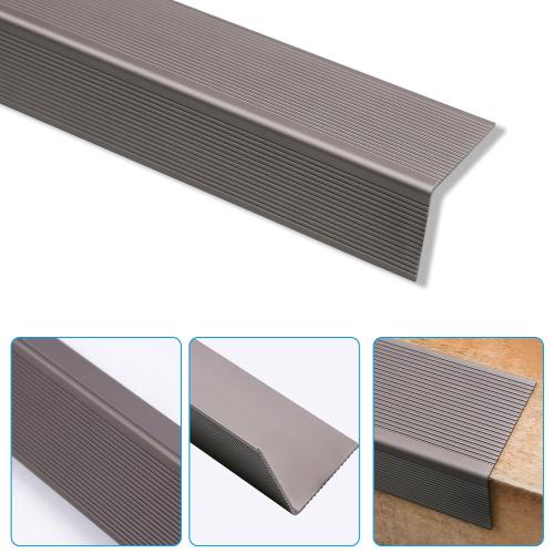Non Slip Stair Nosing, Window Sill Nosing Plate, Staircase Ledge Guard, 10 Pieces Stair Edge Protector for Wood Stairs/Walking Surface, 1.5X 2 Aluminum Tread, 48inch Long, Coffee
