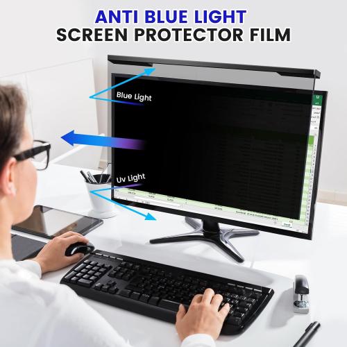 Hanging 24 Inch Computer Privacy Screen Filter, Hanging Computer Screen Privacy Cover, Compatible with, 23.8 Inch 16:9 Widescreen Monitors, Protect Eyes from Glare and Blue Light