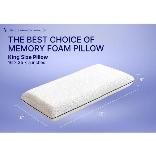 Vaverto King Size Memory Foam Pillows - Firm Pillow - King Size 1-Pack