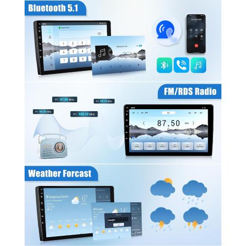 SIXWIN 8 Core Qualcomm Android Car Stereo for Ford Fiesta 2009-2014 9 Inch Touch Screen with CarPlay Android Auto 4G 64G Bluetooth Cooling Fan Weather Forecast UI Design Intelligent Voice