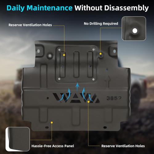 Upgraded Ford F150 Full Skid Plate Kit Fits 2015-2022 Ford F150 4WD Entire Series 2.7L EcoBoost, 3.3L, 3.5L EcoBoost, 5.0L V8 EcoBoost, with Engine Front, Drivetrain Centerand and Rear Axle Protection