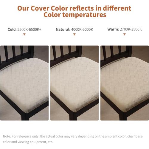 Fuloon Dining Room Seat Covers Chair Slipcovers, 6 Pack, Beige | Removable Washable, Dining Chair Covers, Anti-Dust, Seat Cushion Slipcovers for Bedroom, Kitchen, Hotel, Banquet