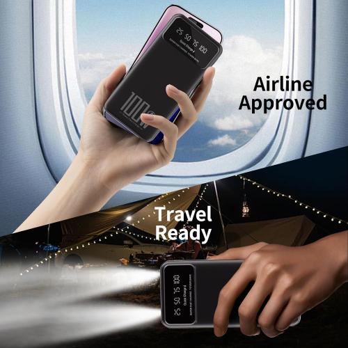 DJKK Portable Charger Power Bank 26800mAh 22.5W Fast Charging Slim External Battery Pack, LCD Display PowerBank with 2 USB 22.5W MAX & USB C 18W in/Out Compatible with All Smart Phones (Black)