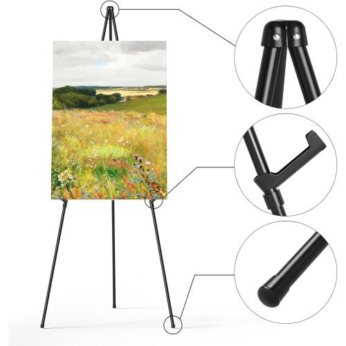 Easel Stand for Sign, Aredy 63 Portable Painting Easel, Lightweight Metal Easels for Painting Canvas, Wedding Sign (2 Pack)