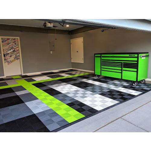 MATTE GREY Ribtrax PRO Interlocking Garage Floor Tiles, 15.75 x 15.75-Inch, Pearl Grey, 24 Piece Set