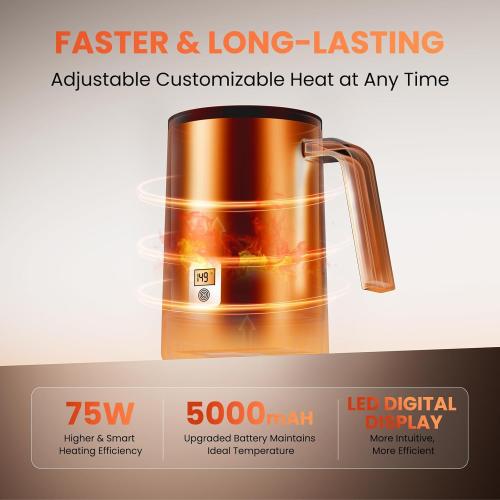 Self Heating Coffee Mug, 14oz Smart Heated Mug for Coffee, 180 Min Battery Life & Hot Up to 149℉ Temperature Control Mug, Coffee Warmer Mug Gift for Men Women, Dad and Mom