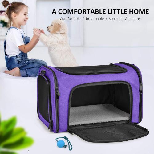 Pet Carrier for Small Medium Cats Dogs Puppies up to 15 Lbs, Airline Approved Small Dog Carrier Soft Sided, Collapsible Travel Puppy Carrier - Purple