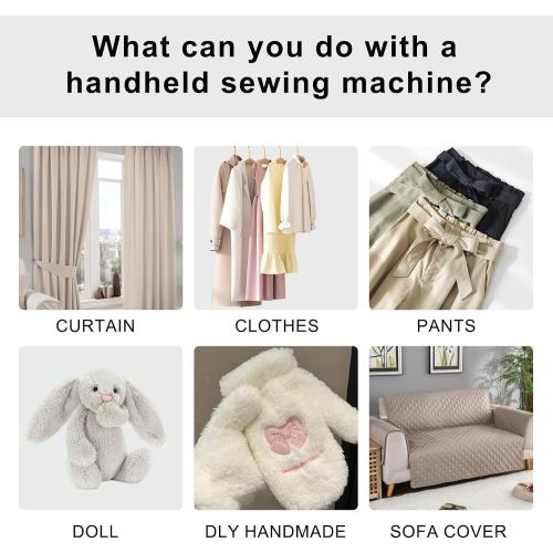 Handheld Sewing Machine, Hand Sewing Machine, Portable and Easy-to-Use, Battery and USB Operated, Ideal for Beginners and Home Use - Black
